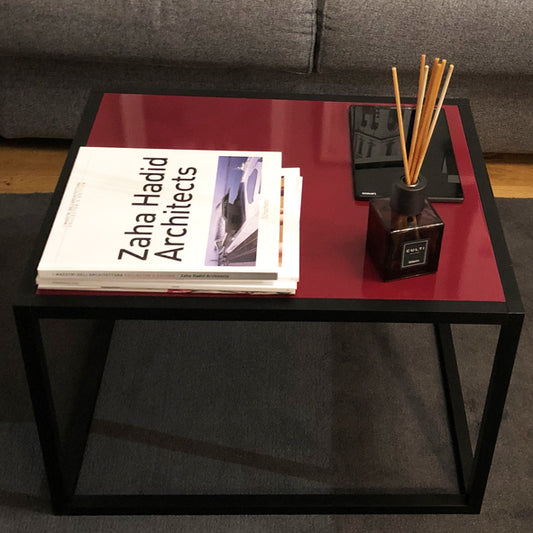 Tavolino Super Basso Swan con Top rosso 50x60x40 cm